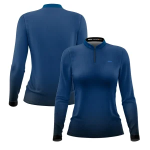 Camisa Feminina Brk Basic Azul Naval com Proteção Solar UV50 Envio Imediato