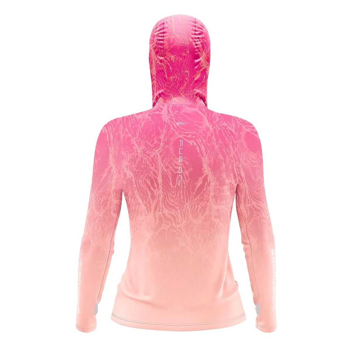 Camisa FusionX Feminina Brk Clean Efeito Água Laranja Rosa com Capuz e Proteção Solar UV50+ - Image 4