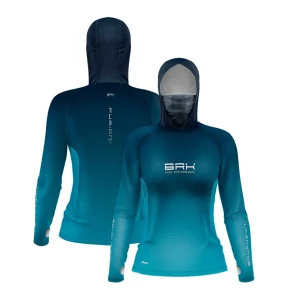 Camisa FusionX Feminina Brk Clean Azul Escuro com Capuz e Proteção UV50+