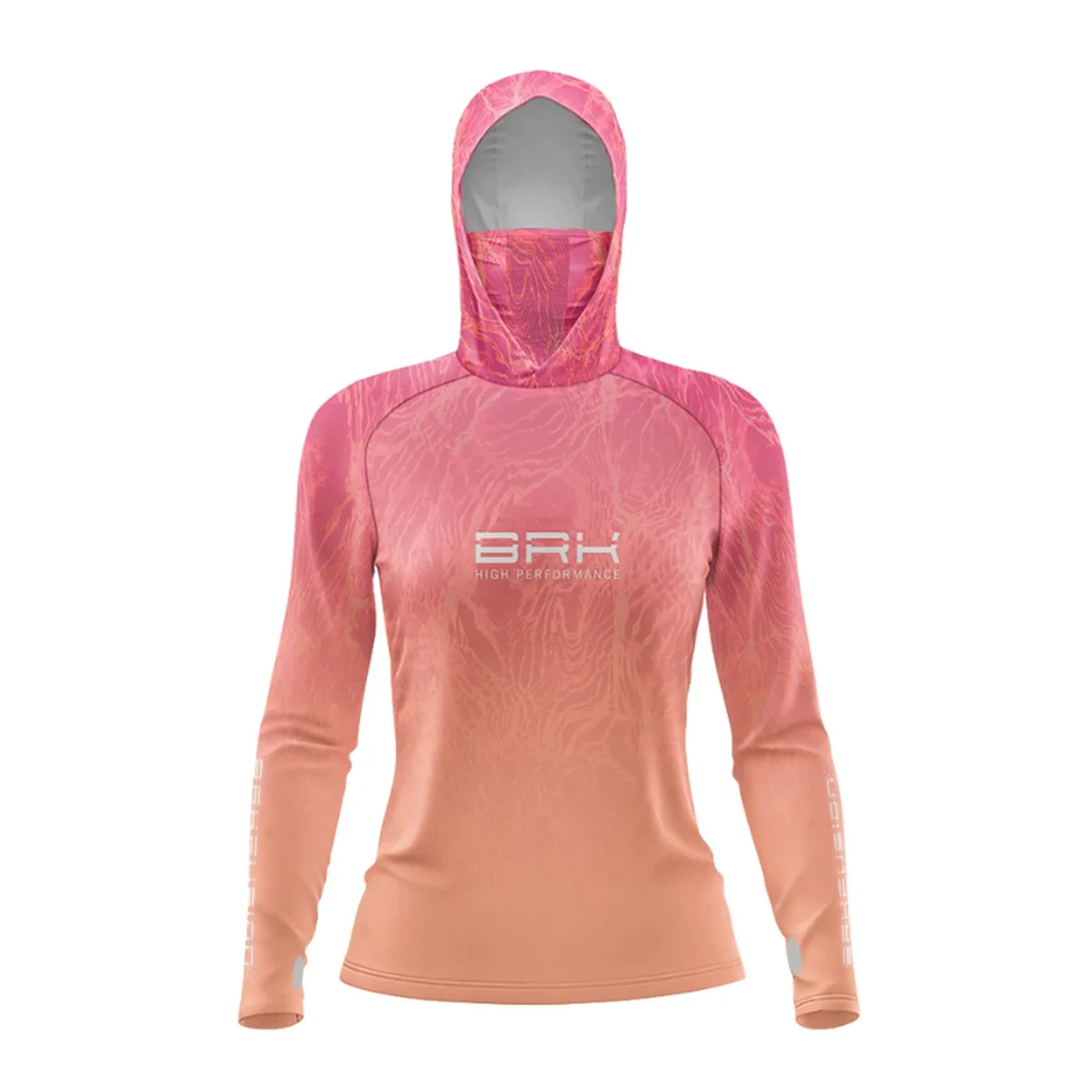 Camisa FusionX Feminina Brk Clean Efeito Água Laranja Rosa com Capuz e Proteção Solar UV50+ - Image 3