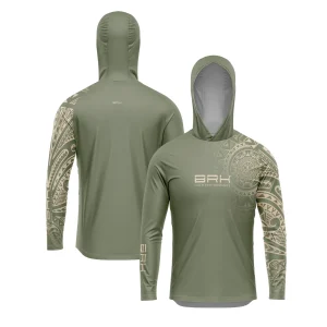 Camisa com Capuz Brk Maori Verde Musgo com Proteção Solar UV50+