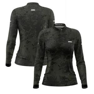 Camisa de Pesca Feminina Brk Camuflada Preta com UV50+
