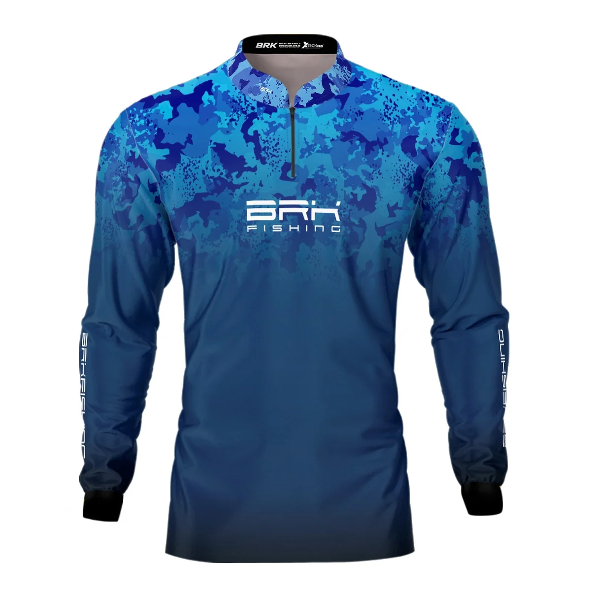 Camisa de Pesca Brk Azul Naval Camuflado com Proteção UV50+