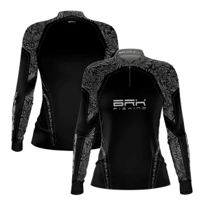 Camisa de Pesca Feminina Brk Preta e Cinza Florida com UV50+