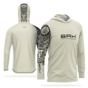 Camisa de Pesca com Capuz Brk Maori Bege com Proteção Solar UV50+
