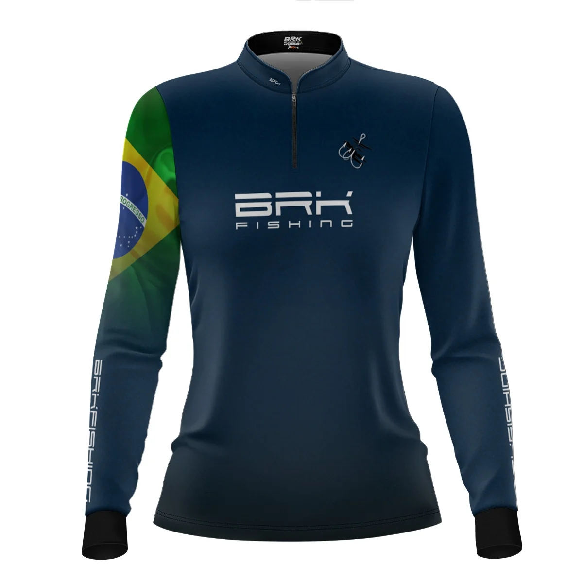 Camisa de Pesca Feminina Brk Azul Bandeira do Brasil Garateia com Proteção UV50+ - Image 3