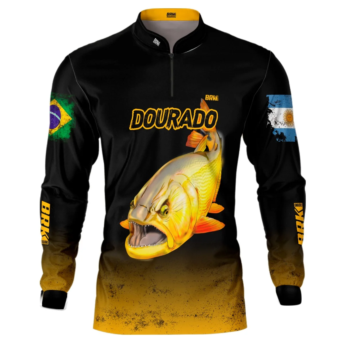 Camisa de Pesca Brk Argentina Brasil Dourado com Proteção Solar UV50+
