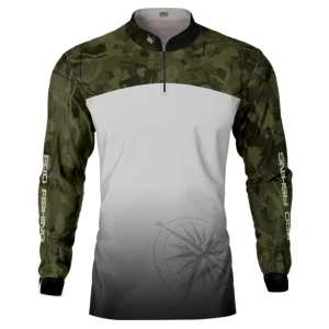 Camisa de Pesca Brk Compass Camuflado Branco com Proteção Solar UV50+