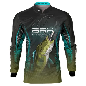 Camisa de Pesca Azul e Preta Brk Tucunaré Azul com UV50+