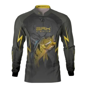 Camisa de Pesca Brk Cinza Tucunaré Vazorelli com UV50+