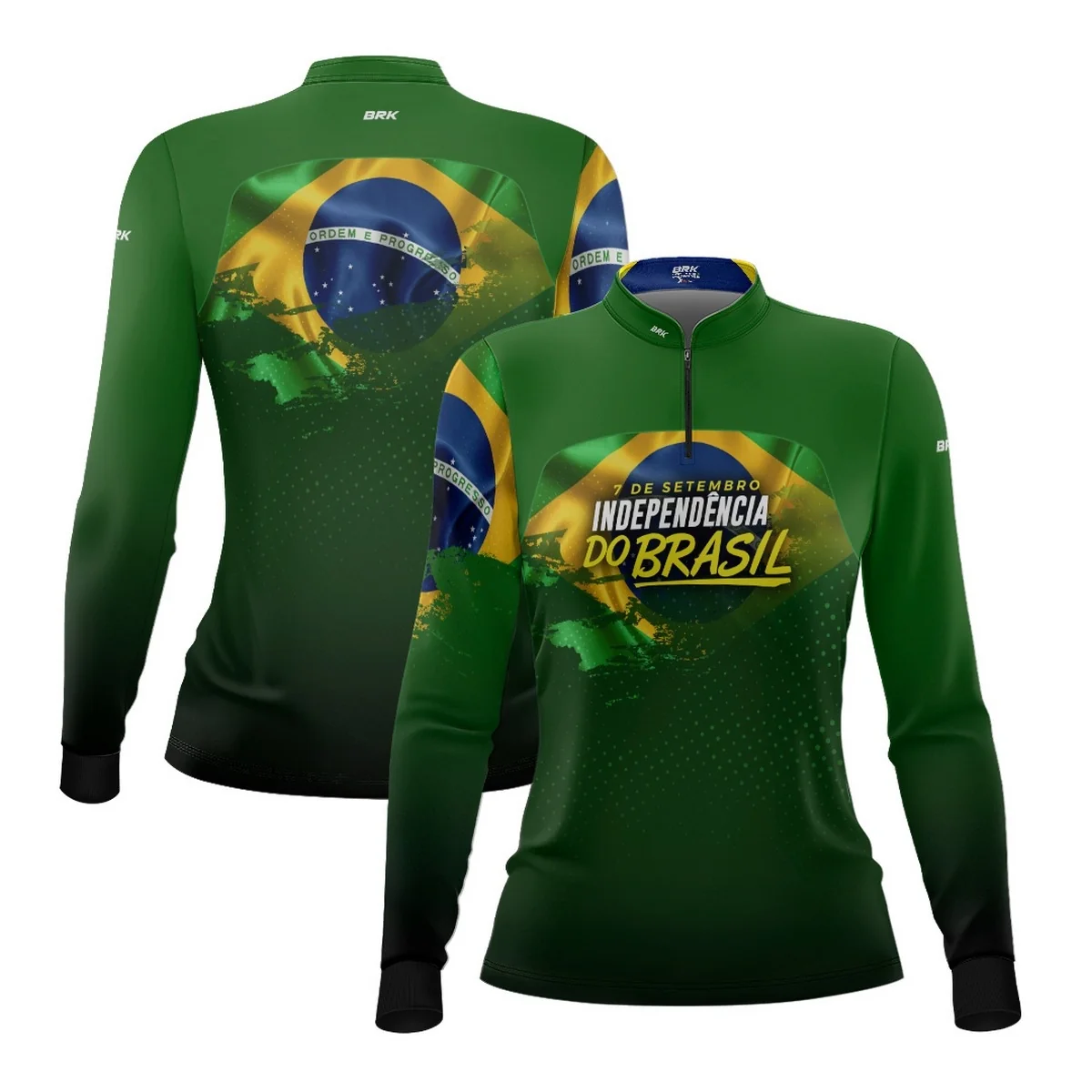 Camisa Agro Feminina Brk Independência Brasil Verde com Proteção Solar UV50+ - Image 2