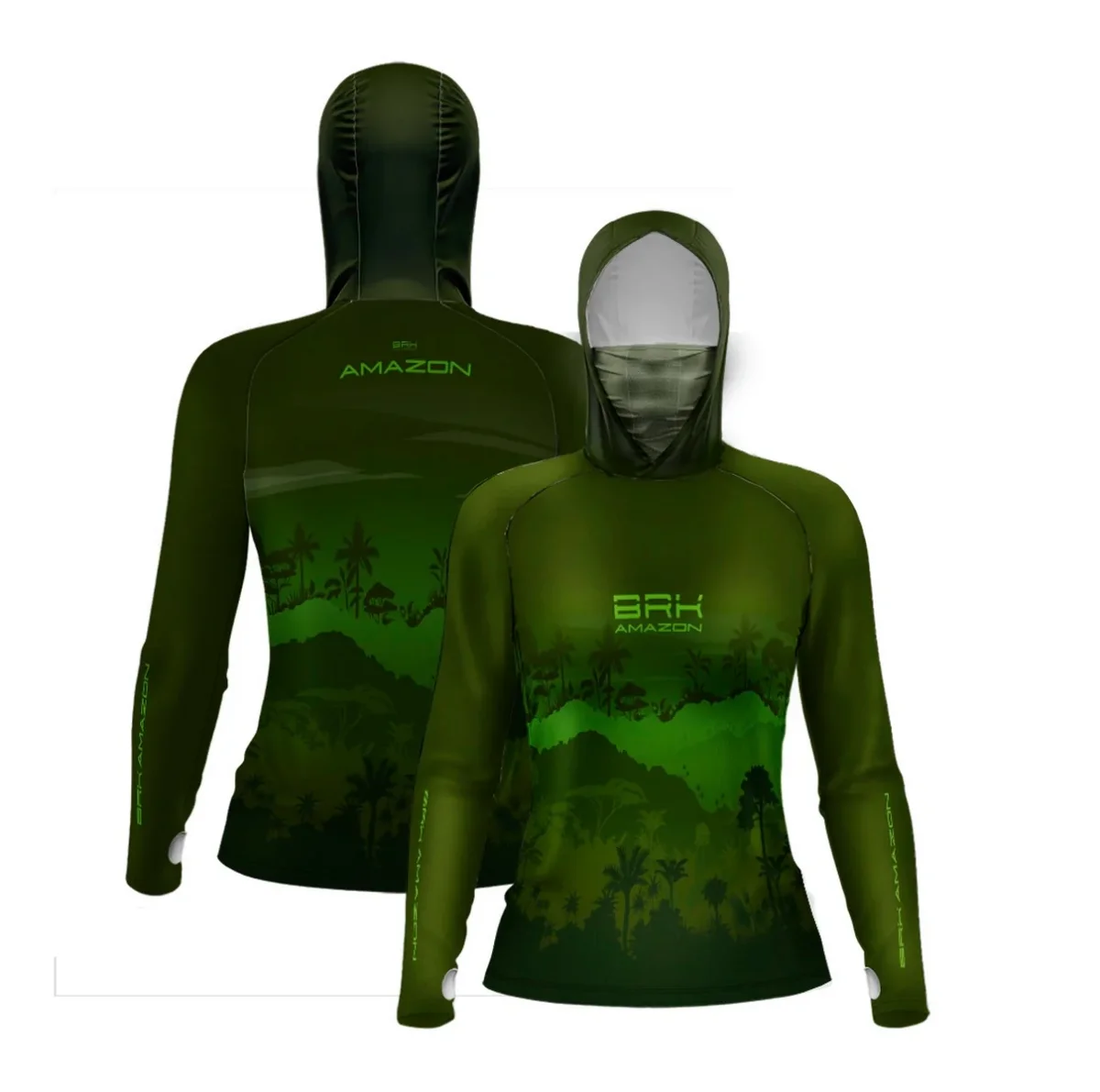 Camisa FusionX Brk Amazon Feminino Mata Verde com Capuz e Proteção UV50+ - Image 4