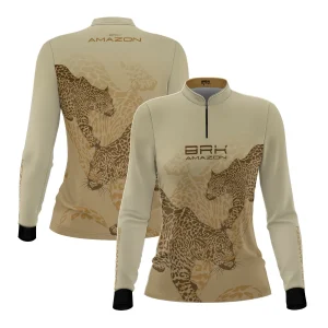 Camisa de Pesca Feminina Brk Amazon Onça Bege com Proteção Uv50