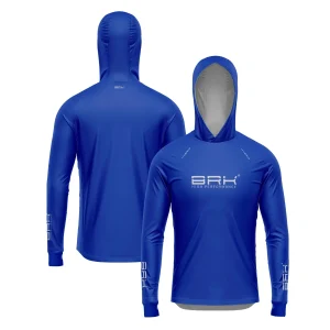 Camisa de Pesca Brk com Luva e Capuz Hybrid Azul Escuro com Proteção Solar UV50+