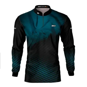 Camisa de Pesca Brk Azul e Preta com Proteção Solar UV50+