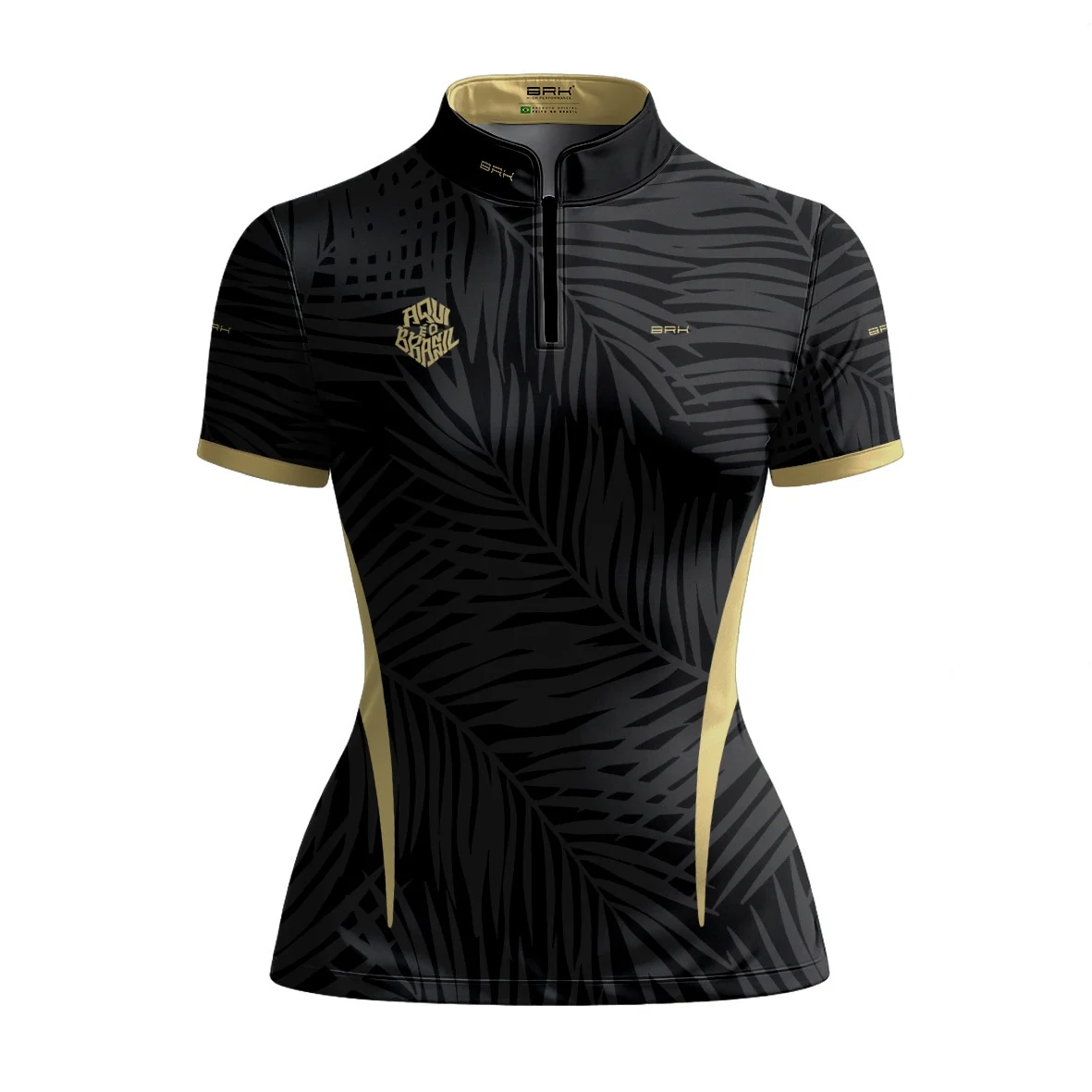 Camiseta Brk Feminina Aqui é o Brasil Tropical Preta com Proteção UV50 - Image 3