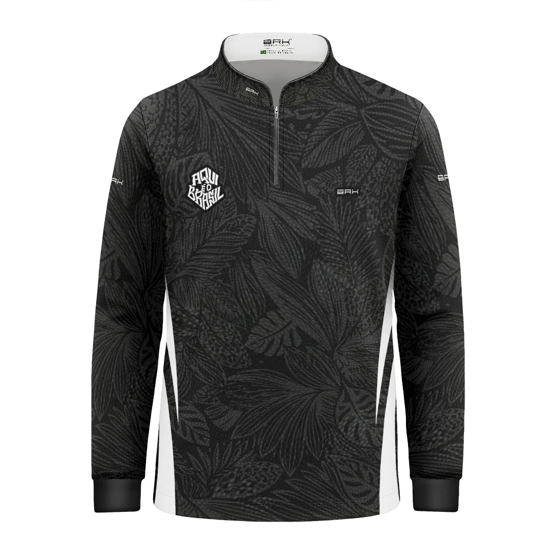 Camisa Brk Infantil Aqui é o Brasil Folhagem Tropical Preta com Proteção UV50 - Image 2