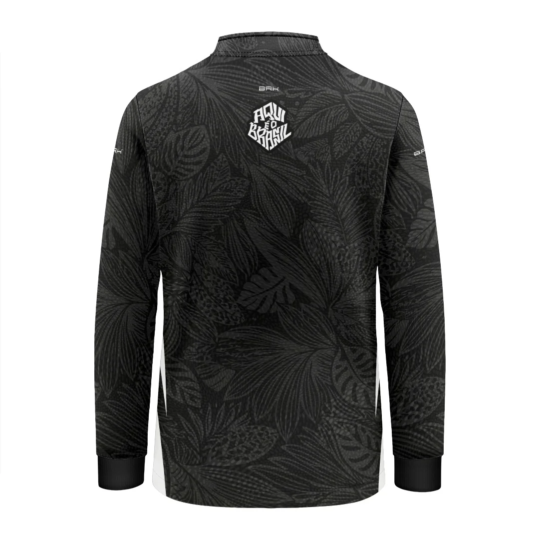Camisa Brk Infantil Aqui é o Brasil Folhagem Tropical Preta com Proteção UV50 - Image 3