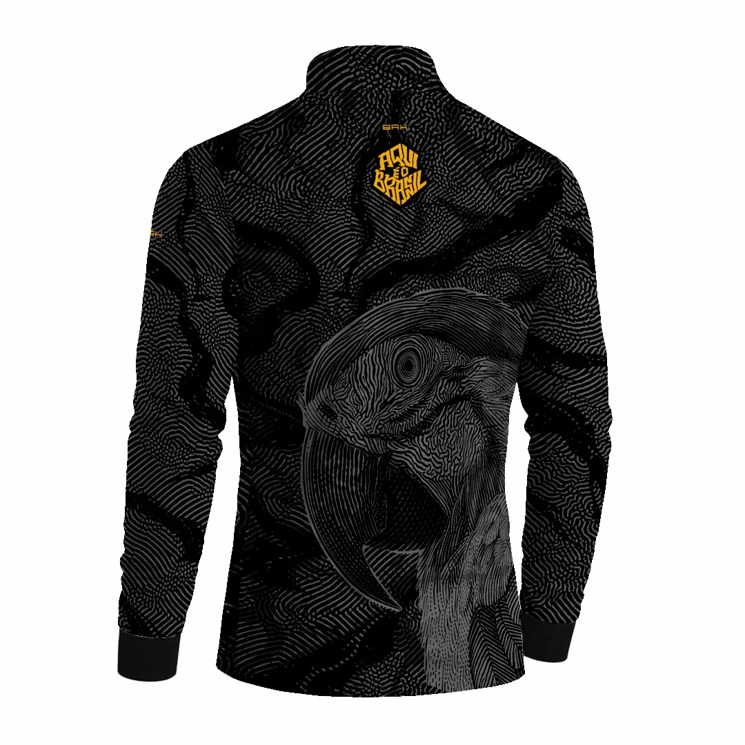 Camisa Brk Aqui é o Brasil Arara Sombreada Preta com Proteção UV50 - Image 4