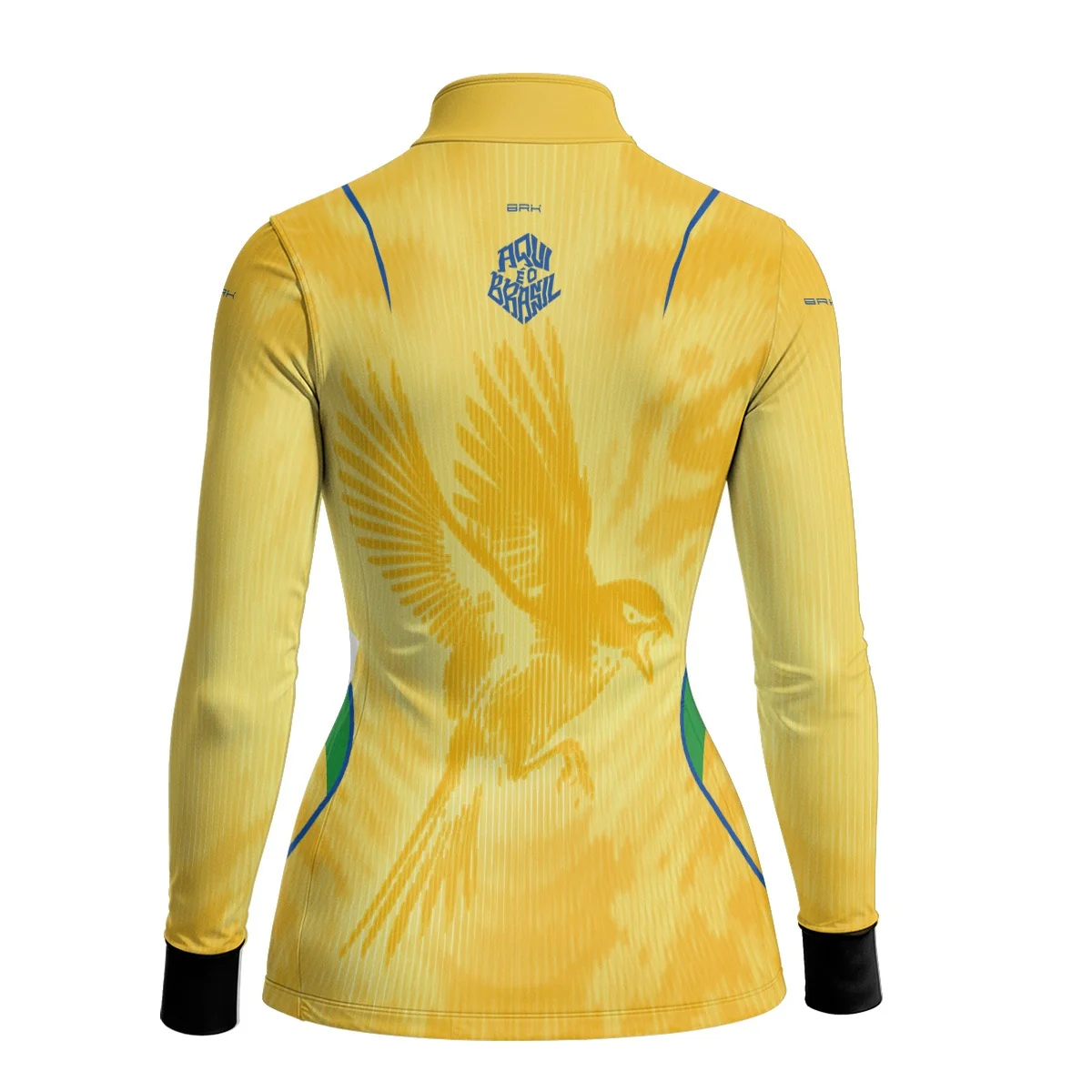 Camisa Brk Feminina Aqui é o Brasil Beija-Flor Sombreado Amarela com Proteção UV50 - Image 4