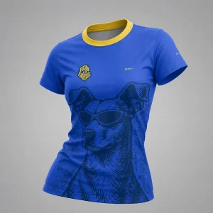 Camisa Casual Feminina Brk Aqui é o Brasil Caramelo de Óculos Azul com Proteção Solar UV50+