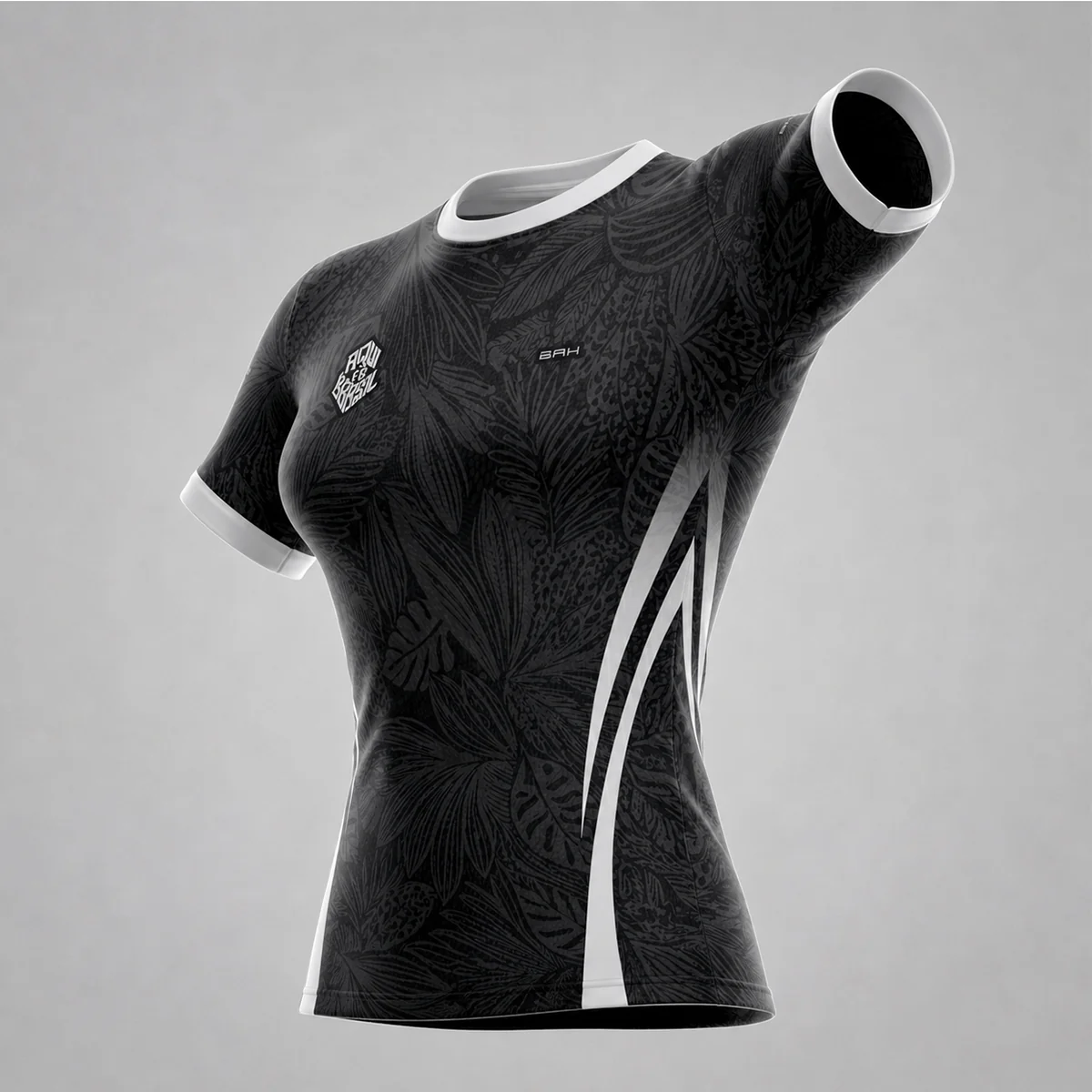 Camisa Brk Aqui é o Brasil Folhagem Tropical Preta com Proteção Solar UV50+ - Image 2