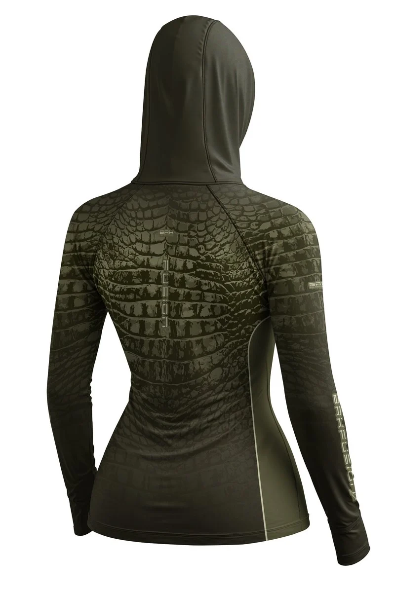 Camisa FusionX Feminina Raptor Croco Verde Militar com Proteção UV50+ - Image 3