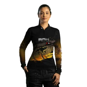 Camisa Feminina de Pesca Preta Brk Tucunaré Açu com Proteção UV50+