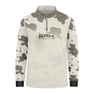 Camisa Fishing Infantil Brk Cow Print Cinza e Creme com Proteção Solar UV50+