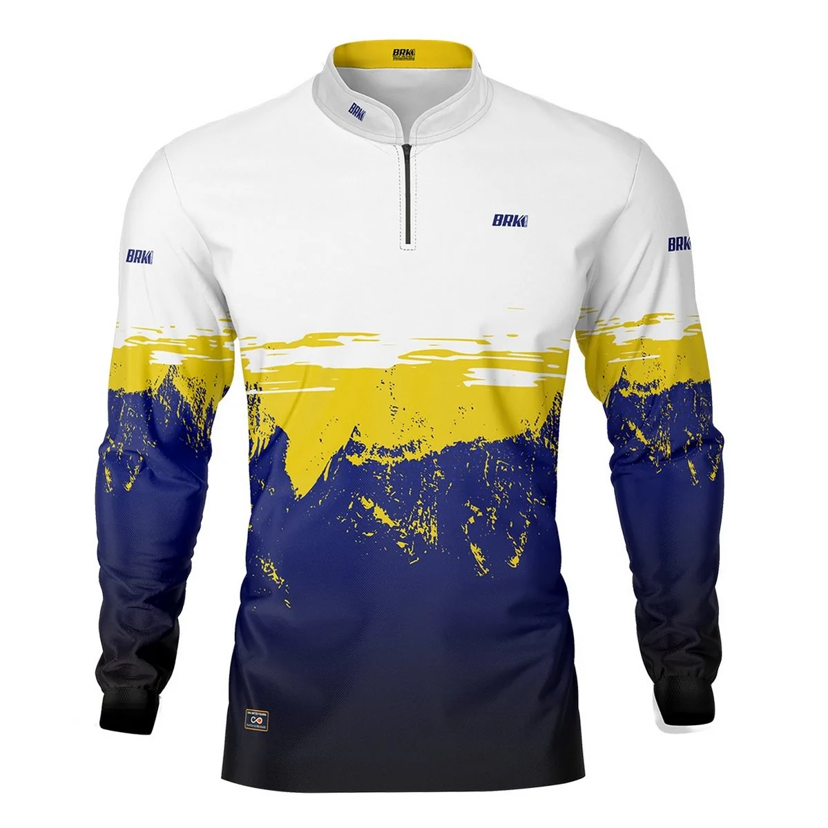 Camisa de Pesca Brk Textura Amarelo Azul e Branco com UV50+