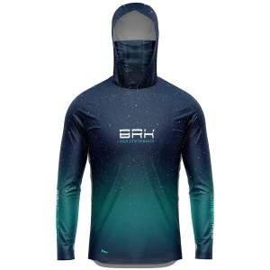 Camisa FusionX Brk Azul Celeste Estrelas com Capuz e Proteção UV50+