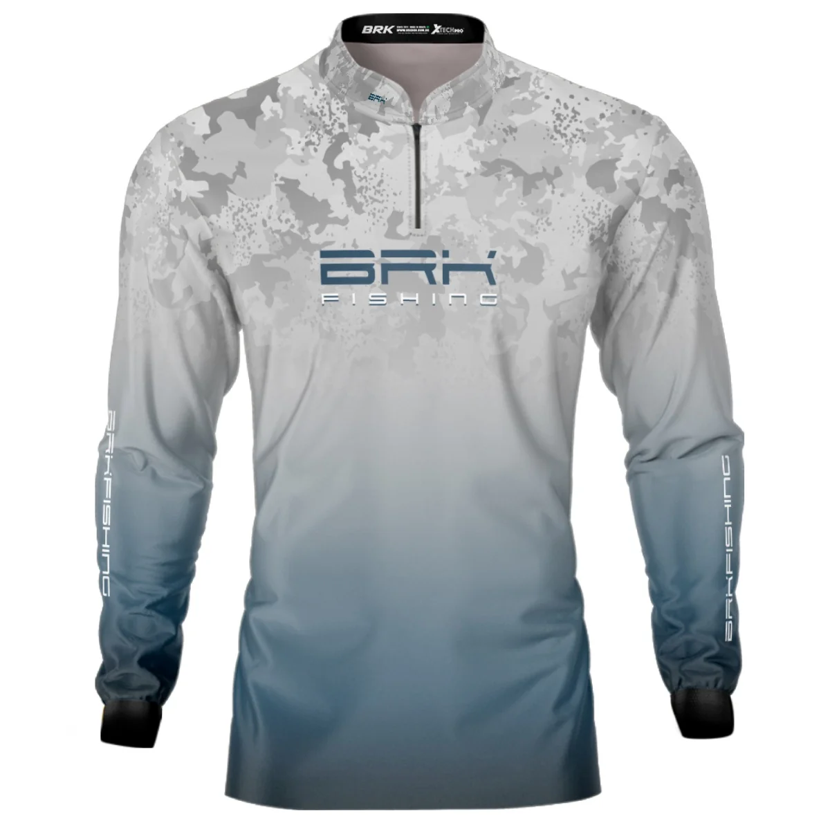 Camisa de Pesca BRK Cinza e Azul Camuflado com Proteção UV50+ - Image 2