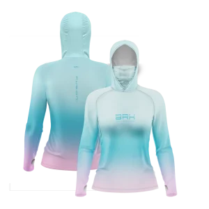 Camisa FusionX Feminina Brk Degradê Azul Bebê e Rosa e Proteção Solar UV50+