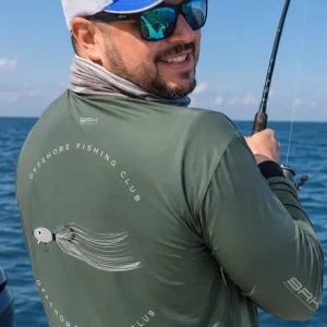 Camisa de Pesca em Alto Mar Jig Head Verde Fishing Club com Proteção UV50