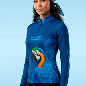 Camisa Feminina Brk Amazon Arara Azul com Proteção UV50