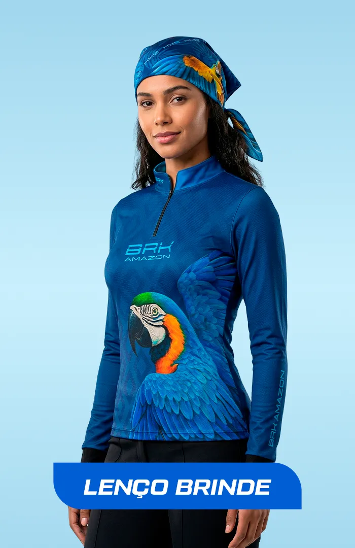 Camisa Feminina Brk Amazon Arara Azul com Proteção UV50 - Image 2