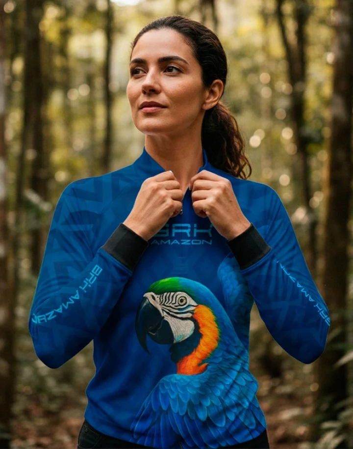 Camisa Feminina Brk Amazon Arara Azul com Proteção UV50 - Image 4