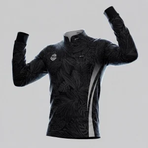 Camisa Brk Aqui é o Brasil Folhagem Tropical Preta com Proteção UV50
