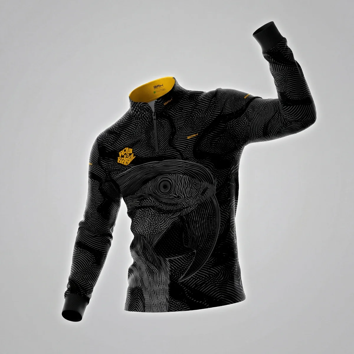 Camisa Brk Aqui é o Brasil Arara Sombreada Preta com Proteção UV50 - Image 2