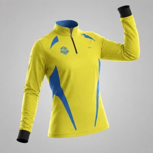 Camisa Brk Feminina Aqui é o Brasil Bandeira Geométrica Amarela com Proteção UV50