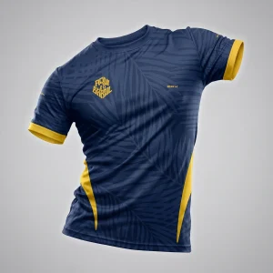 Camisa Casual Brk Aqui é o Brasil Tropical Azul Marinho com Proteção UV50