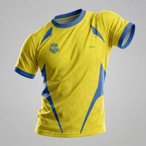 Camisa Casual Brk Aqui é o Brasil Bandeira Geométrica Amarela com Proteção UV50