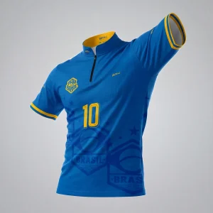 Camiseta Brk Aqui é o Brasil Escudo 10 Azul Royal com Proteção UV50