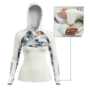 Camisa de Pesca Feminina Brk com Capuz Hybrid Camuflagem Fishing com Proteção Solar UV50+