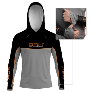 Camisa de Pesca Brk com Capuz Hybrid Real Preto Black Fishing com Proteção Solar UV50+